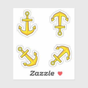 Cartoon Golden Boat Anchor Set