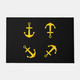 Cartoon Golden Boat Anchor Set Doormat