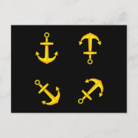 Cartoon Golden Boat Anchor Set