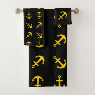 Cartoon Golden Boat Anchor Set Pattern