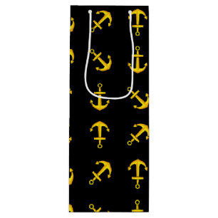 Cartoon Golden Boat Anchor Set Pattern Wine Gift Bag