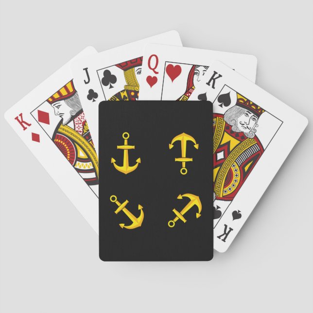 Cartoon Golden Boat Anchor Set Playing Cards (Back)