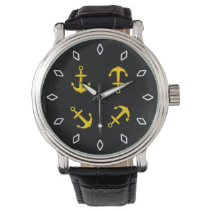 Cartoon Golden Boat Anchor Set Watch