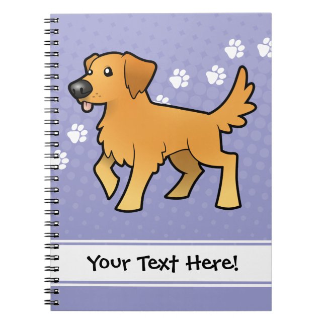 Cartoon Golden Retriever Notebook (Front)