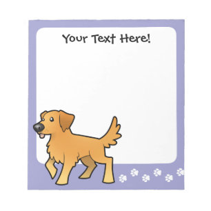 Cartoon Golden Retriever Notepad