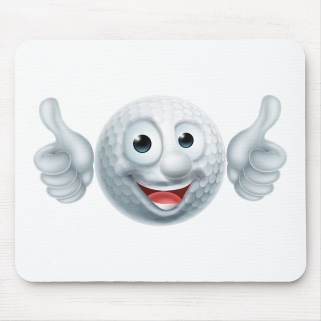 Cartoon Golf Ball Character Mouse Mat (Front)