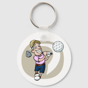 Cartoon Golfer Key Ring
