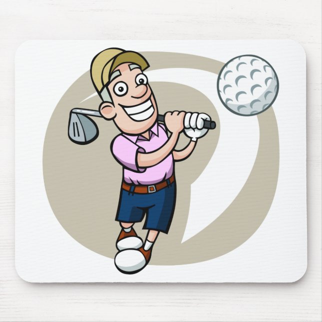 Cartoon Golfer Mouse Mat (Front)