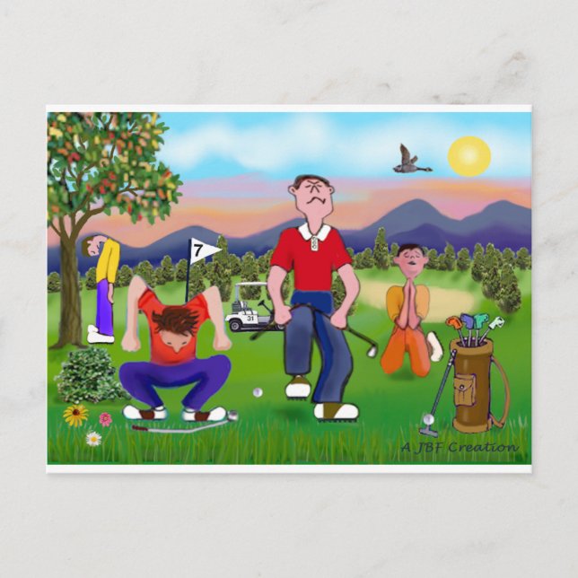 Cartoon Golfers - For the Love of Golf Postcard (Front)