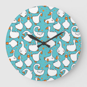 Cartoon Goose Funny Vintage Illustration Large Clock