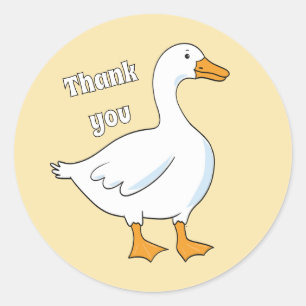 Cartoon Goose Thank You Yellow Sticker