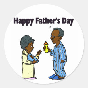 Cartoon Grandparents - Happy Father's Day Classic Round Sticker