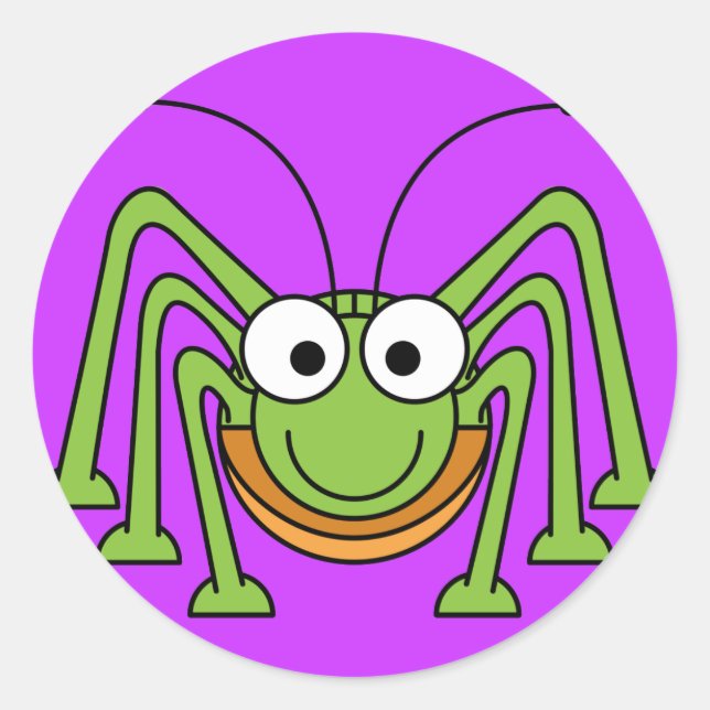 Cartoon Grasshopper Classic Round Sticker (Front)
