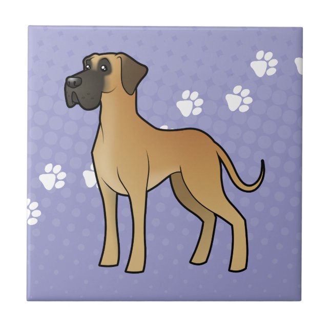 Cartoon Great Dane (natural) Tile (Front)