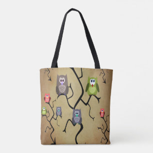 Cartoon Great Horned Owls Tote Bag