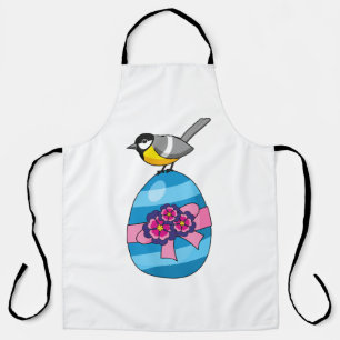Cartoon Great Tit with Easter Egg Apron