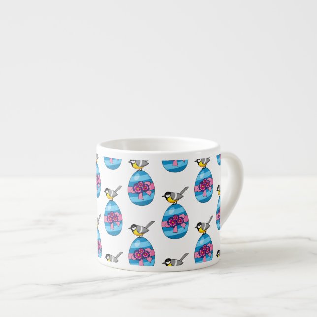 Cartoon Great Tit with Easter Egg Espresso Cup (Front Right)