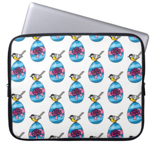 Cartoon Great Tit with Easter Egg Laptop Sleeve