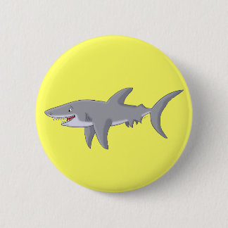 Cartoon Great White Shark 6 Cm Round Badge