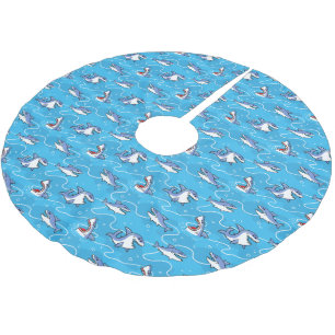 Cartoon Great White Sharks Brushed Polyester Tree Skirt