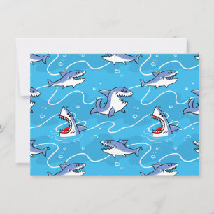 Cartoon Great White Sharks Invitation
