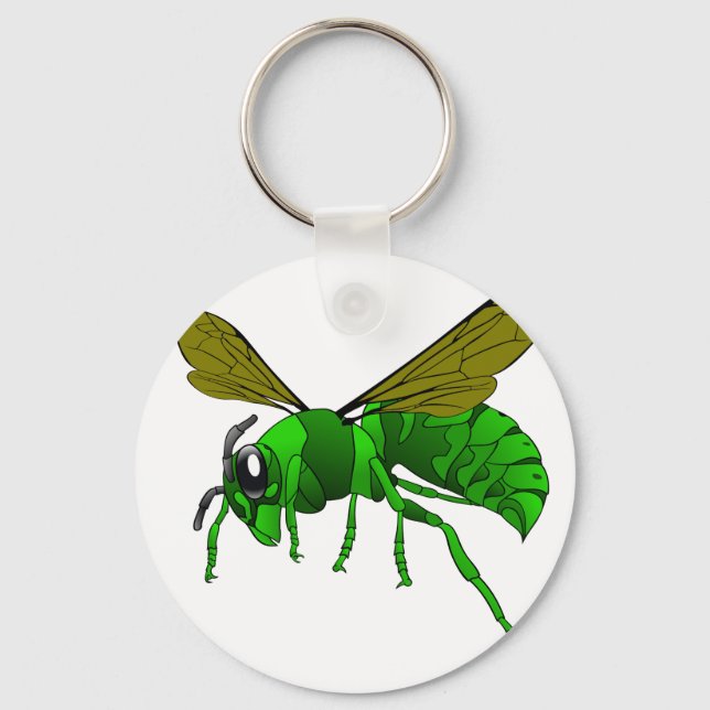 Cartoon green and lime hornet wasp bee key ring (Front)