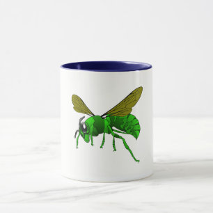 Cartoon green and lime hornet wasp bee mug