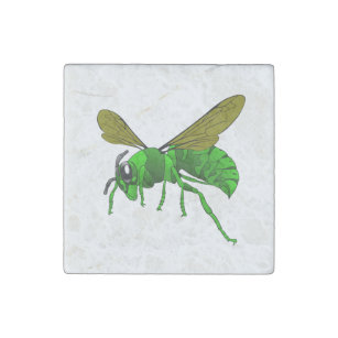 Cartoon green and lime hornet wasp bee stone magnet
