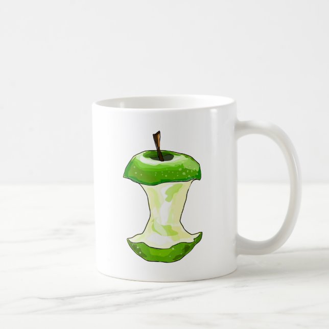 Cartoon Green Apple (Granny Smith) Apple Core Coffee Mug (Right)