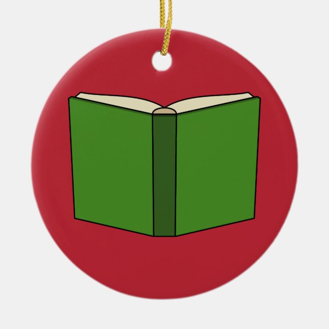 Cartoon Green Book Ceramic Tree Decoration (Front)