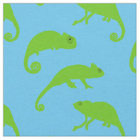 Cartoon Green Chameleons on Blue