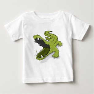 Cartoon green crocodile alligator mouth open baby T-Shirt