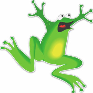 Cartoon green jumping frog on