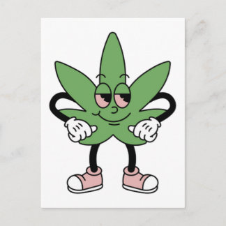 Cartoon Green Leaf Postcard