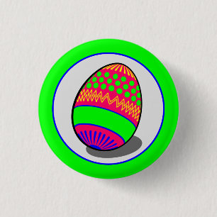Cartoon Green Purple Blue Easter Egg Vector 3 Cm Round Badge