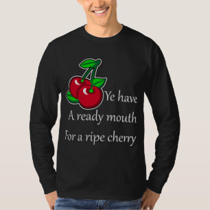 Cartoon Green Red Cherries Fruit Vector Art T-Shirt