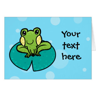 cartoon green speckled frog card template