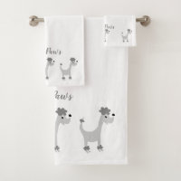 Cartoon grey poodle Posh Paws Bath Towel Set