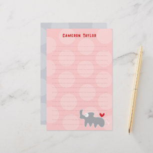 Cartoon Grey Rhino Kid Children Birthday Thank You Stationery