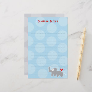 Cartoon Grey Rhino Kid Children Birthday Thank You Stationery