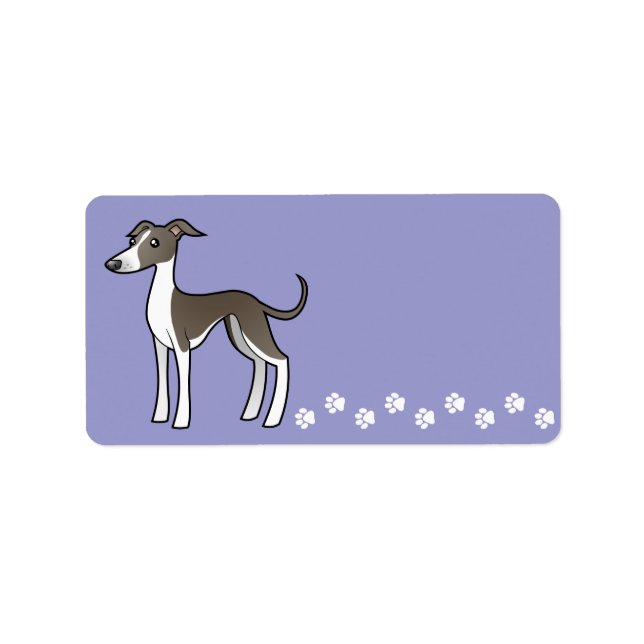 Cartoon Greyhound / Whippet / Italian Greyhound Label (Front)