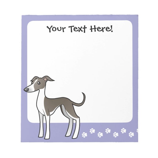 Cartoon Greyhound / Whippet / Italian Greyhound Notepad (Front)