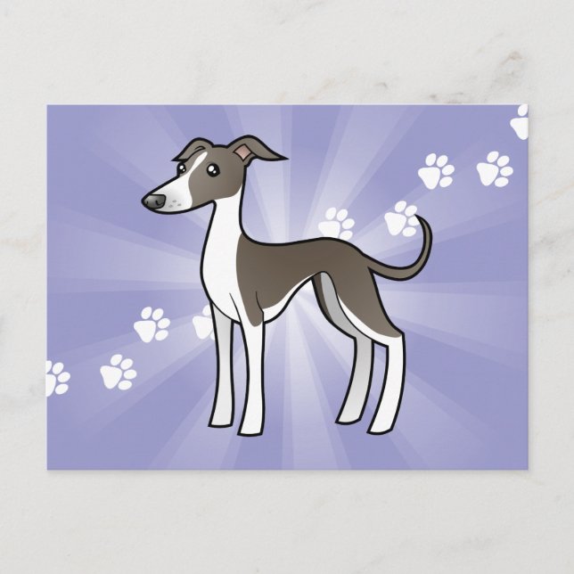 Cartoon Greyhound / Whippet / Italian Greyhound Postcard (Front)