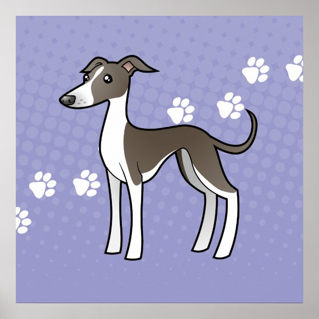 Cartoon Greyhound / Whippet / Italian Greyhound Poster (Front)