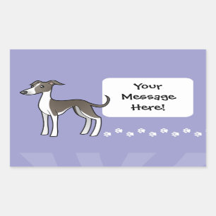 Cartoon Greyhound / Whippet / Italian Greyhound Rectangular Sticker