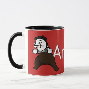 CARTOON GRIZZLY BEAR MIME RINGER MUG