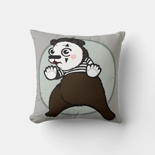 CARTOON GRIZZLY BEAR MIME SQUARE THROW PILLOW (Front)