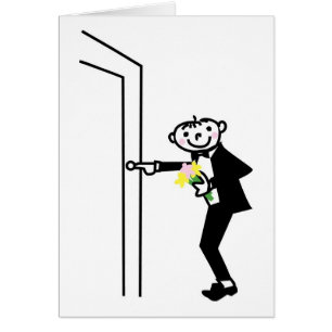 Cartoon Groom Rings Doorbell