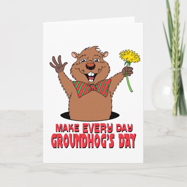 Cartoon Groundhog Card (Front)