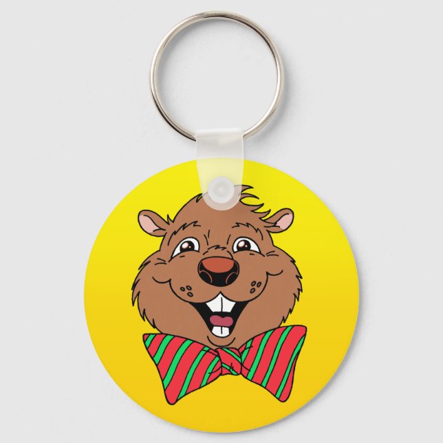 Cartoon Groundhog Key Ring (Front)